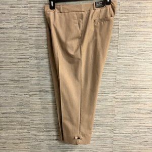 NWT!  SHARAGANO Classic Slim Leg Cropped Pants - Size 14 - Tan Color